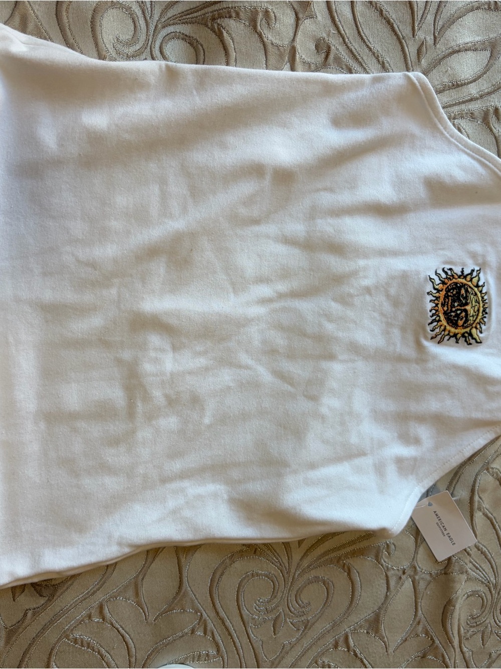 American Eagle Outfitters White Tank Top with Sun Patch